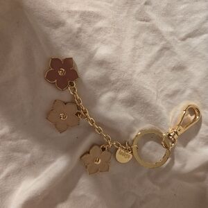 Indigo Gold and Pink Floral Keychain Or Bag Charm